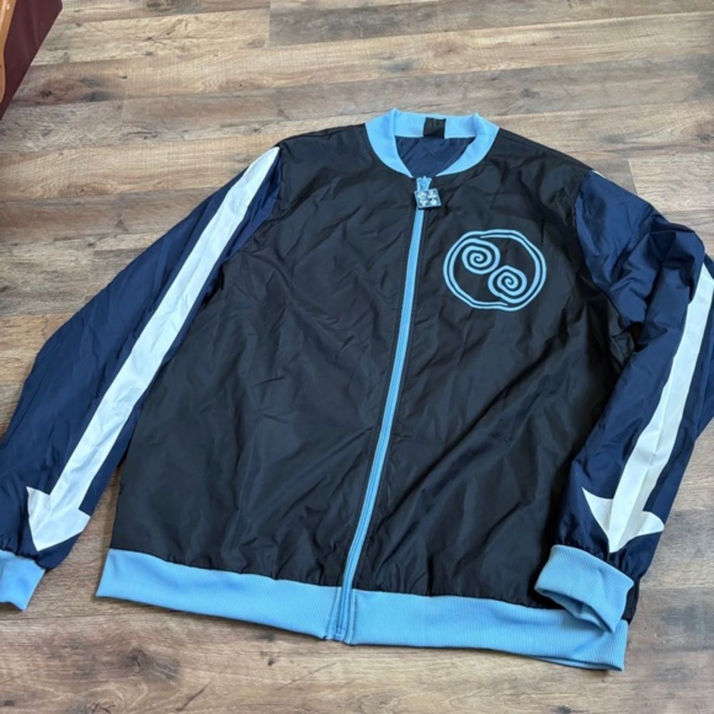 Avatar The Last Airbender Adult L Blue Nickelodeon Aang Track Bomber Jacket